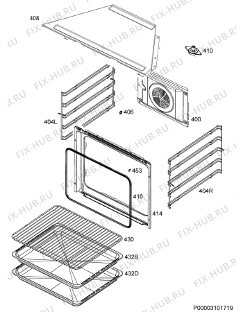 Взрыв-схема плиты (духовки) Electrolux ROB3200AOR - Схема узла Oven